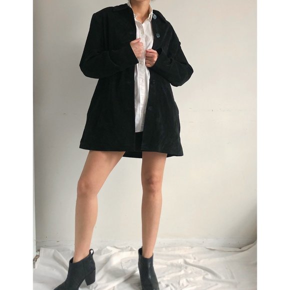 black suede leather minimalist jacket - Picture 2 of 4